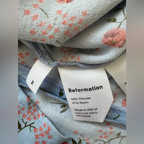 Reformation Abby Blue Floral Sleeveless Square Neck Mini Dress Size 2 US - Picture 11 of 11